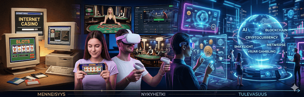 Digitaalisen rahapelaamisen menneisyys, nykyisyys ja tulevaisuus.